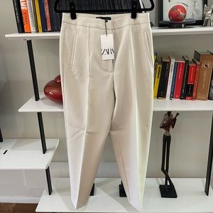 Zara Cropped Cream Dress Pants